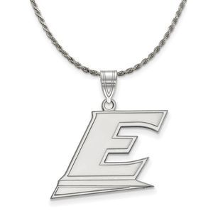 Sterling Silver Eastern Kentucky U Large Pendant Necklace - 18 In